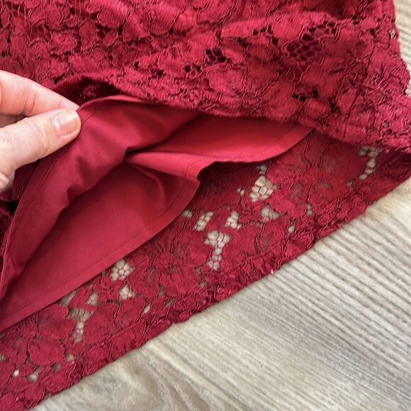 NORDSTROM WAYF BURGUNDY LACE LONG SLEEVE DRESS SIZE XS EUC - Picture 7 of 9